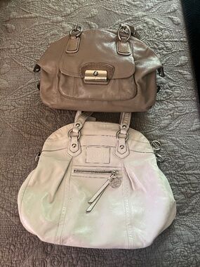 Lot of 2. Coach Pearl Poppy Tote and Coach Kristin Beige Satchel Bag Y2K Vintage